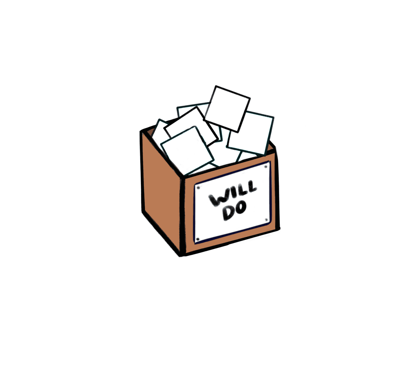 box labeled "will do" filled with white squares, suggesting empty checkboxes