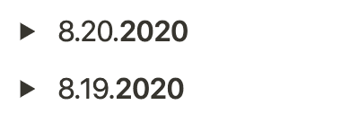 two day Toggle Lists, the new one is updated to say "8.20.2020"